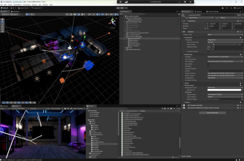 Unity editor with converted scene and URP project settings